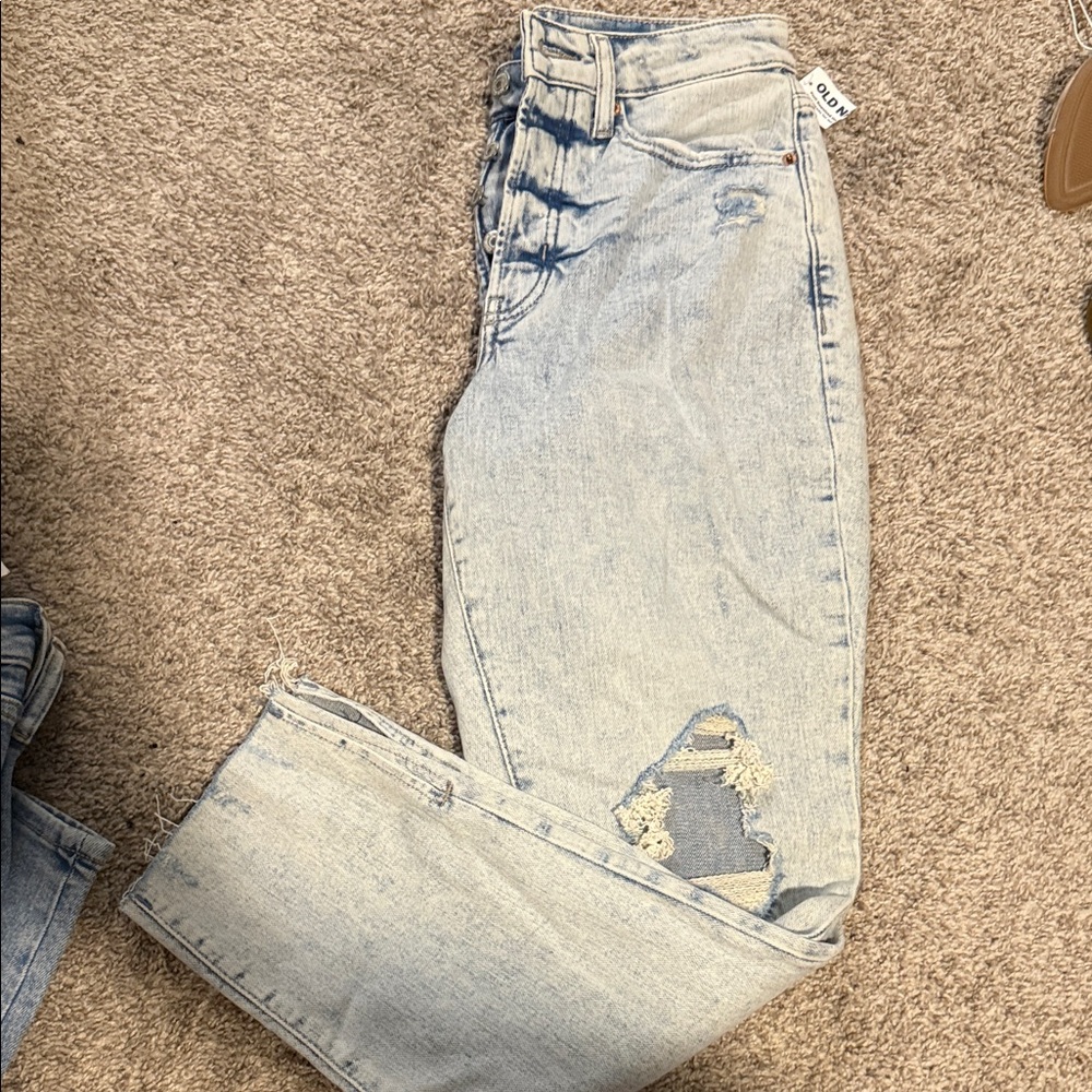 Old Navy Light Blue Distressed Straight Leg Jeans
